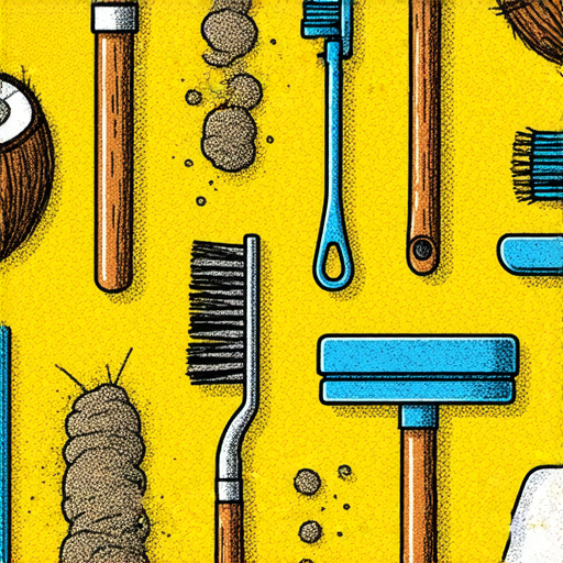 水管清洗過程中的常見污垢示意圖，顯示椰子網、油脂、泥土及水垢等堆積，搭配清洗工具及驚人妙招，探討水管清洗的重要性與有效方法，促進居家環境的安全與健康。