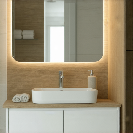 防水櫃與洗臉盆的搭配展示，強調選擇正確產品可以有效解決浴室潮濕困擾，提升使用功能與美觀。