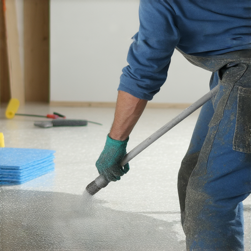 防水塗布過程中的工人，專注塗抹防水材料，展示如何有效保護空間免受潮濕影響，讓居住環境更加乾爽舒適，揭開防水塗布的秘密，提升生活品質。