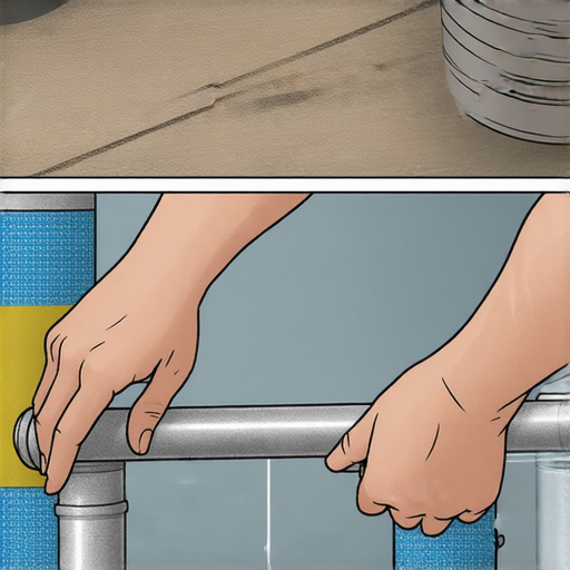 用水管胶带進行防水處理的過程，展示水管接頭的專業應用技巧，效果明顯的防水貼合，揭示專家的防水秘密，方便家庭修理和維護。