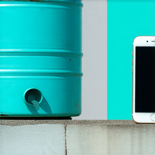 二手水箱與iPhone的對比圖，展示二手水箱的經濟性與環保優勢，提供不花大錢的選擇，令人驚訝的價值與創意設計，適合追求實惠與環保的消費者。