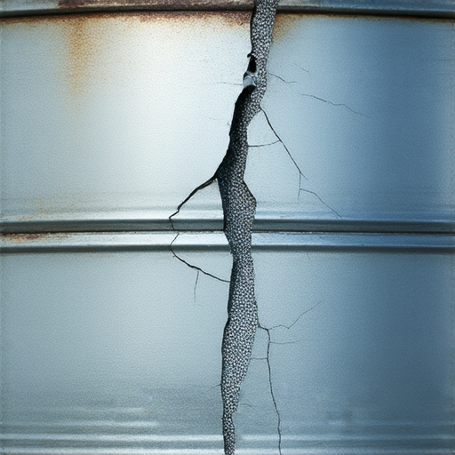 水箱上出現裂縫的特寫，顯示潛在的漏水風險，背景為居家環境，強調水箱裂縫可能導致的安全危機，呼籲立即了解解決方案以保障家居安全。