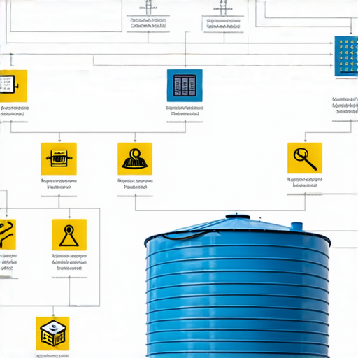 屋頂水箱維護與檢查流程圖，顯示安全操作步驟和設備，幫助家庭確保水箱安全，避免漏水與污染風險，提升家居安全性，適合所有房主參考學習。