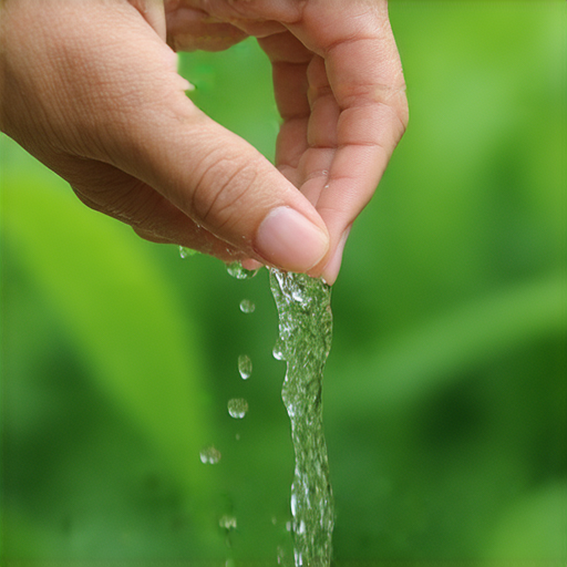 關水龍頭的手部特寫，水流停止，背景為綠色植物，象徵環保與節水，強調簡單行動如何影響地球的未來，傳遞關注水資源的重要性。