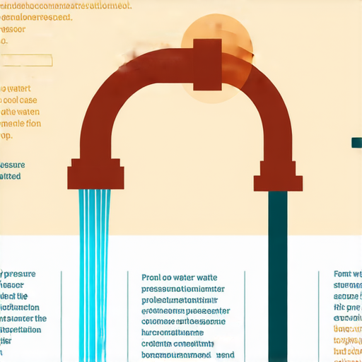 熱水龍頭噴出的水流突然變小，顯示出水壓降低的情況，背後隱藏著複雜的管道問題，影響舒適沐浴的體驗，適合找出解決方案的資訊圖。