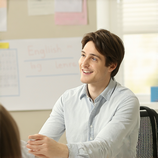 一對一外籍老師教學場景，學生專注學習英文，老師提供個性化指導，環境明亮舒適，突顯破解英文學習難題的獨特教學體驗。