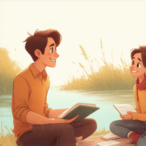 外籍老師一對一教學，學生熱情與老師互動，掌握河边英文技巧，開啟流利對話之旅，場景展現學習氛圍與交流。