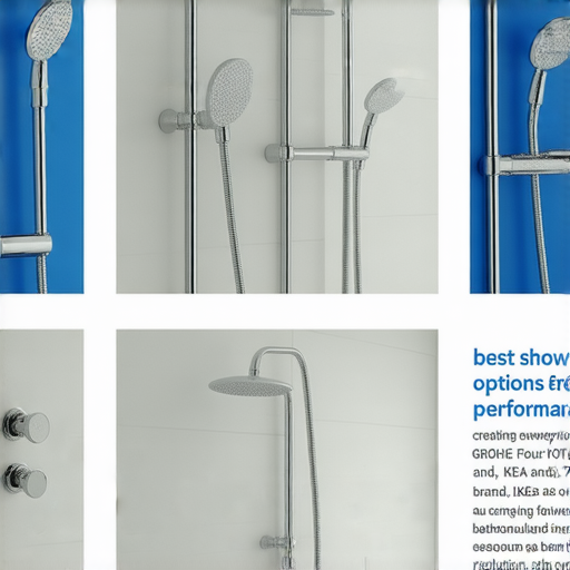 探索最佳花灑選擇的圖片，展示GROHE、TOTO、Kohler與IKEA四大品牌的產品，強調它們獨特的設計和性能，適合追求浴室革命的消費者，提升沐浴體驗。