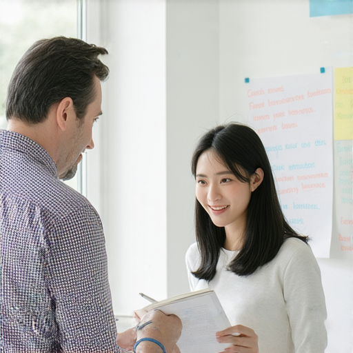 探索瑞士英文縮寫的秘密的圖片，展示外籍老師一對一教學的場景，學員積極參與課程，提升英語能力，鼓勵報名學習。