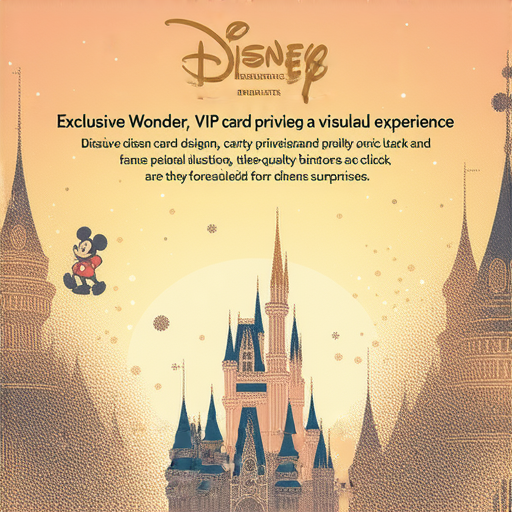 解密迪士尼VIP卡的獨家特權與驚喜，展現華麗的卡片設計，背景有迪士尼經典角色和樂園景點，吸引粉絲和遊客立即點擊了解更多內容。