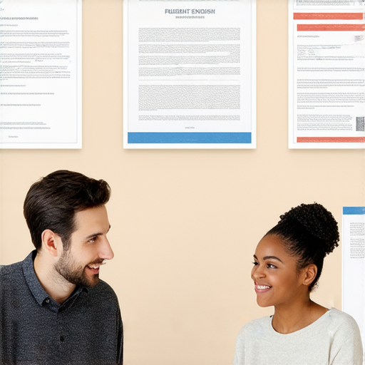 一位外籍老師與學生進行一對一的英文會話指導，學生面帶微笑，展現自信，背景顯示課程內容，強調流利英文學習的過程，鼓勵行動與實踐。