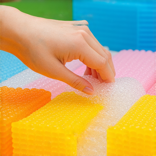 氣泡紙的秘密揭秘，展示五顏六色的氣泡紙和手在按壓氣泡，傳遞包裝魔法的歡樂，吸引讀者探索氣泡紙的用途和效果，增強包裝體驗的樂趣。