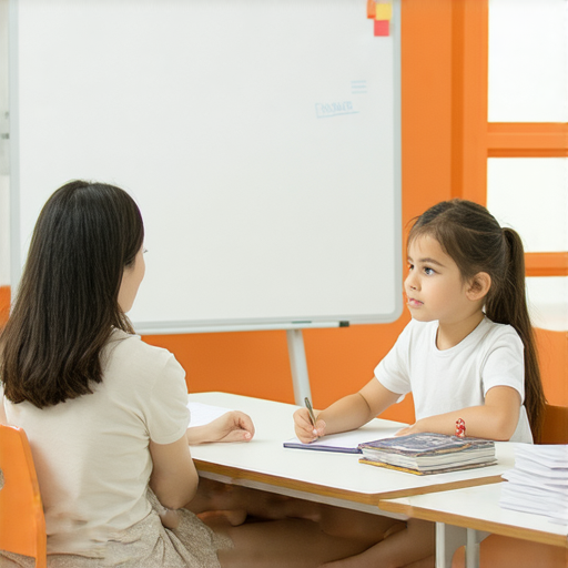 漣漪效應展示外籍英文老師一對一教學情境，學生專注學習英語，老師引導對話，顯示個性化學習的契機，提升英語能力，激發自信。