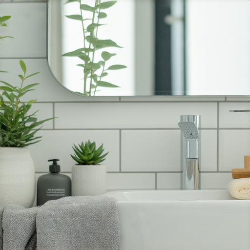 立即升級混合龍頭的浴室改造過程，展示新的龍頭安裝與清新空間的對比，讓浴室煥然一新，提升生活品質與美感。