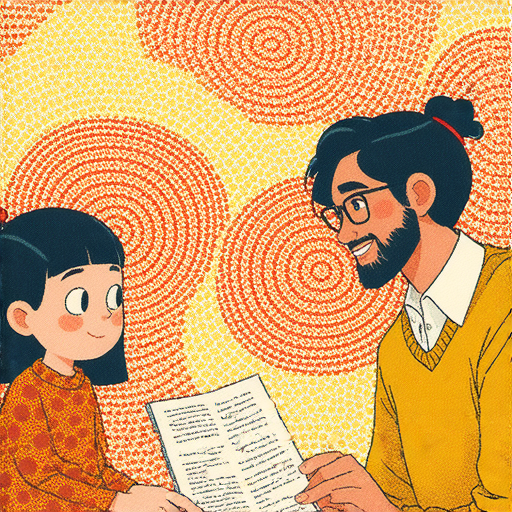 揭秘河童的神秘世界，老師和學生一對一探討，提升英文能力，背景為河童文化相關圖案，學生專注於學習，彰顯教育的互動與趣味。