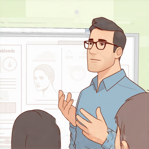 外籍英文老師講解流鼻血的原因與應對方法，學生專心聆聽，學習相關知識，背景清晰，展現輕鬆學習的氛圍，揭開流鼻血的真相與解決方案。