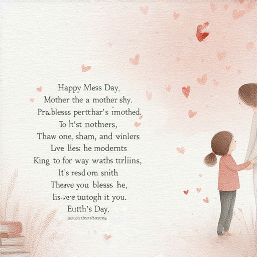 母親節慶祝的英文詩歌，表達對母親的祝福，展示一對一外教服務的特色，增添詩意的情感，讓祝福更加動人，母親的笑容與詩歌交織，呈現溫馨的時刻。