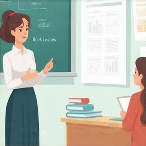 一位外籍老師正在進行一對一英語教學，學生專注地學習，背景顯示課程材料，突出流利溝通和英語學習的重要性，立即預約外籍老師，打開英語學習之門。