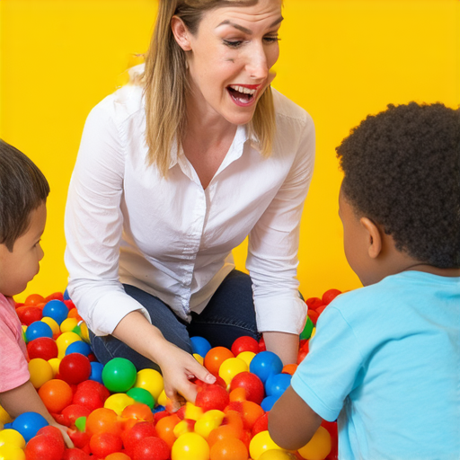 外籍英文老師與學生在波波池旁互動學習，學生專注於提升英文口說能力，體驗有趣的一對一學習過程，快來一起揭開波波池的奧秘，流利開口的秘訣就在這裡。