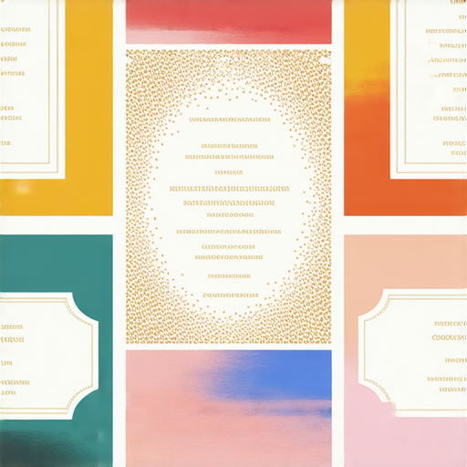 獨特請柬設計展示，色彩繽紛的慶典主題，創意元素融入每張請柬，讓每個慶典更加難忘，體現個性化風格，適合婚禮、生日派對等各類活動。