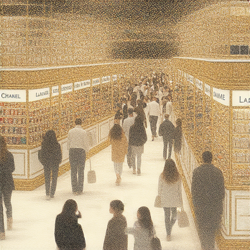 彰化活動展示香奈兒及蘭蔻獨家贈品，吸引顧客前來搶購，背景展現熱鬧的市集氛圍，豐富的商品陳列吸引目光，讓人忍不住想要探索珍藏品。