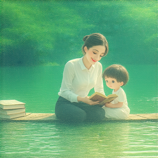 迪欣湖的美麗風景，外籍老師在輕鬆的學習環境中指導學生一對一學習英文，吸引探索神秘故事的好奇心，融入語言學習的樂趣。