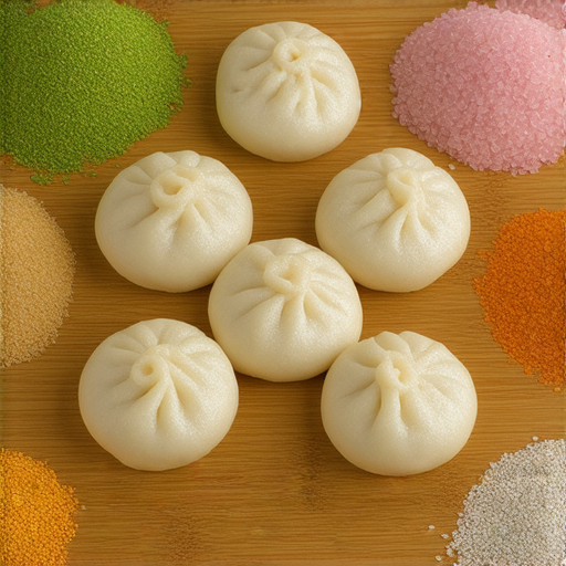 不可錯過的包子打包秘訣，展示最受歡迎口味的包子，色澤鮮豔、饅頭蓋子輕微開裂，旁邊擺放各式餡料，吸引食客探索美味的包子打包技術。