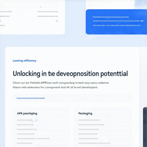 解鎖開發潛力的圖片，展示APKTool工具界面，輕鬆打包APK與JAR，步驟指示清晰，適合開發者學習，強調簡單易用，提升技術能力與效率。