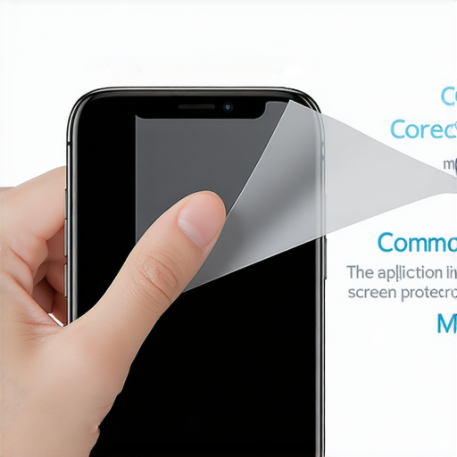 保護膜撕掉技巧展示，淺色背景上有人的手正輕鬆撕開手機螢幕保護膜，旁邊顯示正確貼法和常見錯誤，強調保護膜的使用差別及技巧。