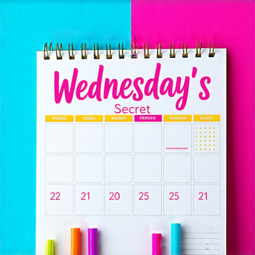 星期三的秘密，揭示這一天如何改變你的一週，圖片展示星期三的日曆，強調計劃與實現目標的過程，背景明亮有活力，吸引讀者點擊探索更多內容。