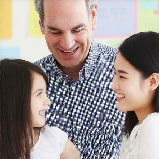 外籍老師一對一教學場景，學生與老師進行口語交流，提升英文能力，強化交流技巧，專業指導助你突飛猛進。