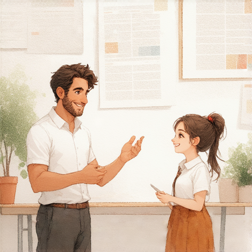 漸漸提升英文能力的外籍老師一對一教學，學生開心地參與流利對話之旅，背景是舒適的教學環境，適合所有想提升英文能力的人士。