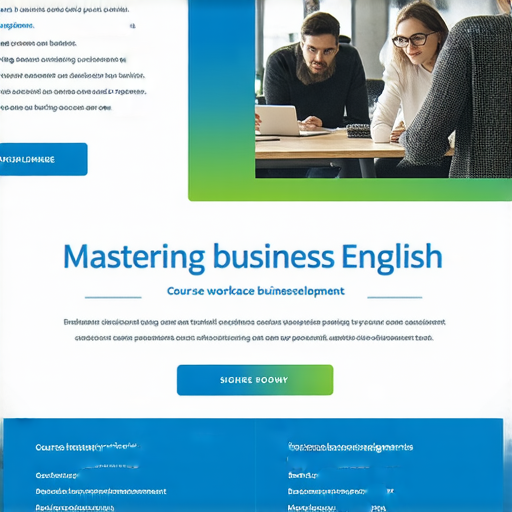 掌握商業英語的宣傳圖片，展示高效學習的課程資訊，吸引人們報名體驗，提升職場潛力，讓職業發展更加順利成功。