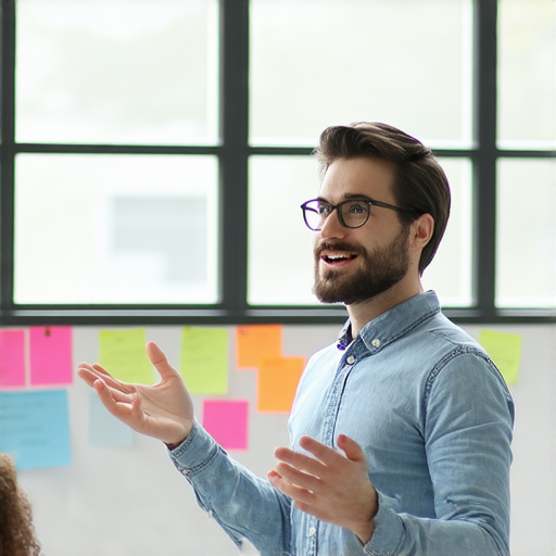 外籍英文老師在教授專業英語技巧，提升學員的英語能力，背景為教室環境，學員專心聆聽，報名一對一體驗課程，強調金管會該注意的事項。