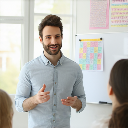 專業外籍老師進行一對一英語教學課程，學生專注聆聽，教室環境明亮友好，助你掌握流暢英文，開啟英語學習之旅。