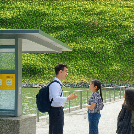 河口湖站景色優美，外籍英文老師與學生一對一互動學習，展現學習與探索的精彩時刻，鼓勵學生在自然美景中提升英語能力，感受當地文化魅力。