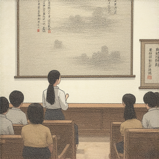 外籍英文老師教學場景，學生專心學習，展現互動交流，背景有傳統中國文化元素，強調犯太歲的解決方案與運勢改善，歡迎體驗一對一教學，提升英文能力。