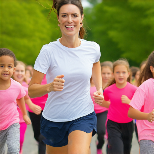 外籍老師與學生在馬拉松訓練中互動，展示透過跑步挑戰自我，提升英文能力的過程，展現教學秘訣與學習成果的畫面。