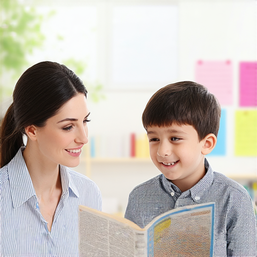 外籍老師與學生一對一學習英語的場景，展現互動學習的過程，提高英語能力的秘訣，強調外籍教師的專業指導與學生的積極參與。