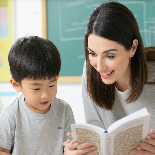 一名外籍老師與學生互動，解鎖綠豆與綠豆沙的英語奧秘，展現一對一教學的生動場景，強調即時學習的樂趣與文化交流。