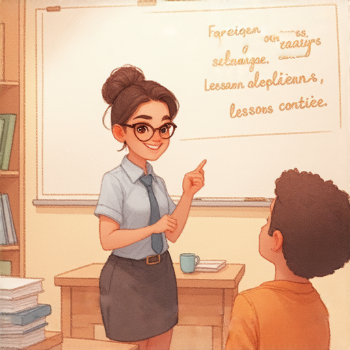 外籍英文老師一對一教學的圖片，展示學習者與導師互動情景，提升英語水平，探索奧秘，報名學習，打造流利口語與自信表達，讓學習更加有效。