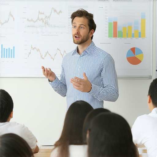 外籍老師授課場景，學員們專注學習，提升投資英語能力，解析沪深300指數，探索投資知識的關鍵。