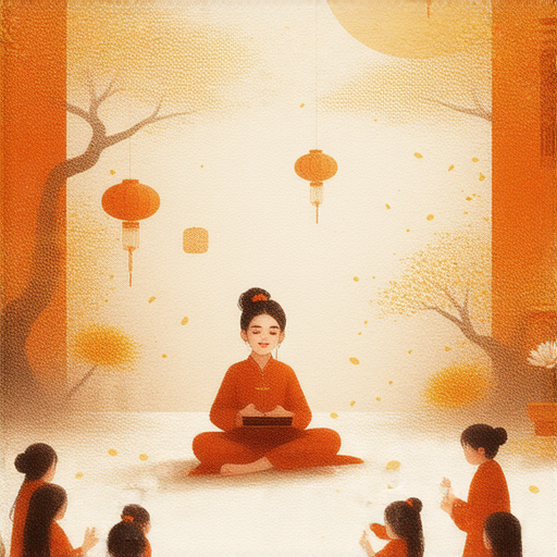 重陽佳節，外籍英文老師與學生一對一互動學習英語，彰顯文化深度，提升語言技能的交流場景，背景有節慶裝飾，展現學習的愉快氛圍。