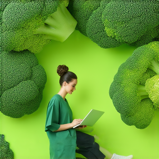 綠花椰菜展示，色澤鮮豔，富含營養，象徵健康飲食，搭配外籍老師一對一教學，輕鬆學習英文，深化對健康飲食的理解，提升生活品質。