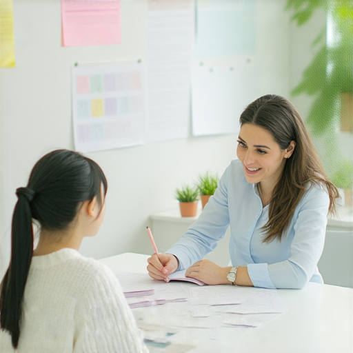 外籍英文老師與學生一對一教學場景，專注於語言交流，開啟流利英語學習之旅，提升口語能力，讓學生在輕鬆愉快的環境中快速進步。