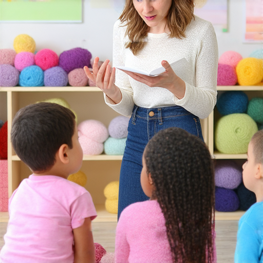 一位外籍老師指導學生學習針織帽的英文表達，畫面展示互動學習的氛圍，學生專注提問，提升英文技巧，探索針織帽的相關詞彙與文化。