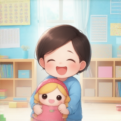 孩子與玩偶一起學習英文，體驗外籍老師的一對一教學，促進語言學習的樂趣與互動，創造快樂學習的環境。