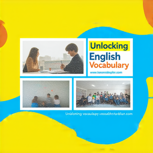 鬧人英文詞彙大揭秘的宣傳圖片，展示外籍老師一對一輕鬆學習的課程資訊，搭配活潑的設計與色彩，吸引學生立即報名參加課程。