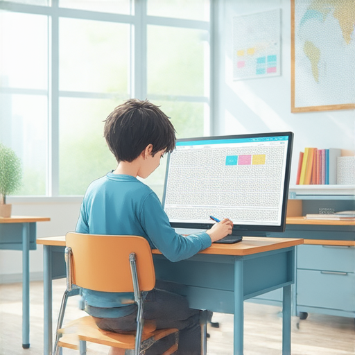 轉生後的你，與外籍老師一對一互動學習流利英文的情境，展現專注的學生與吸引人的教學環境，強調個性化教學效果。