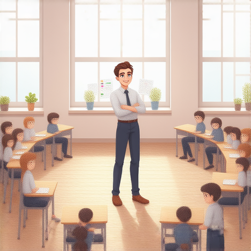 提升室內空氣流通的環境中，外籍英文老師正在指導學生學習英語，讓學習過程輕鬆愉快，增強知識吸收效果。